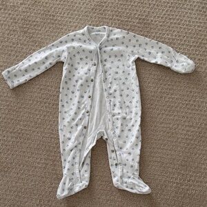 Ralph Lauren White and Blue Baby Block Print Footie